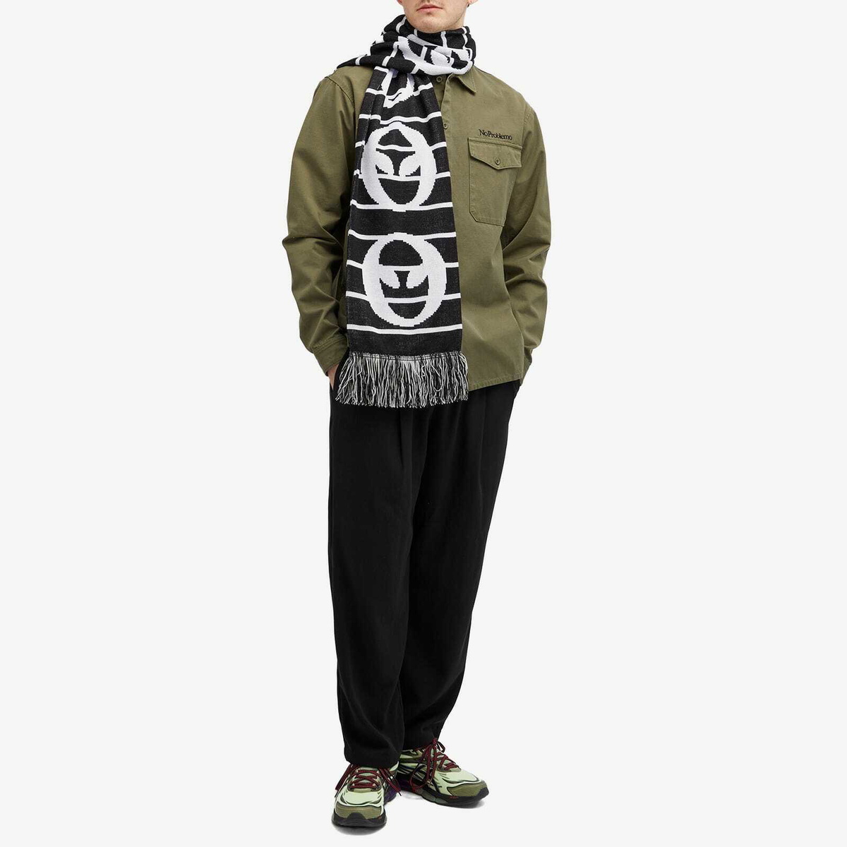 No Problemo Men's Stripe Logo Scarf in Black 