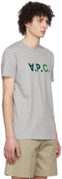 A.P.C. Grey & Green 'V.P.C.' T-Shirt