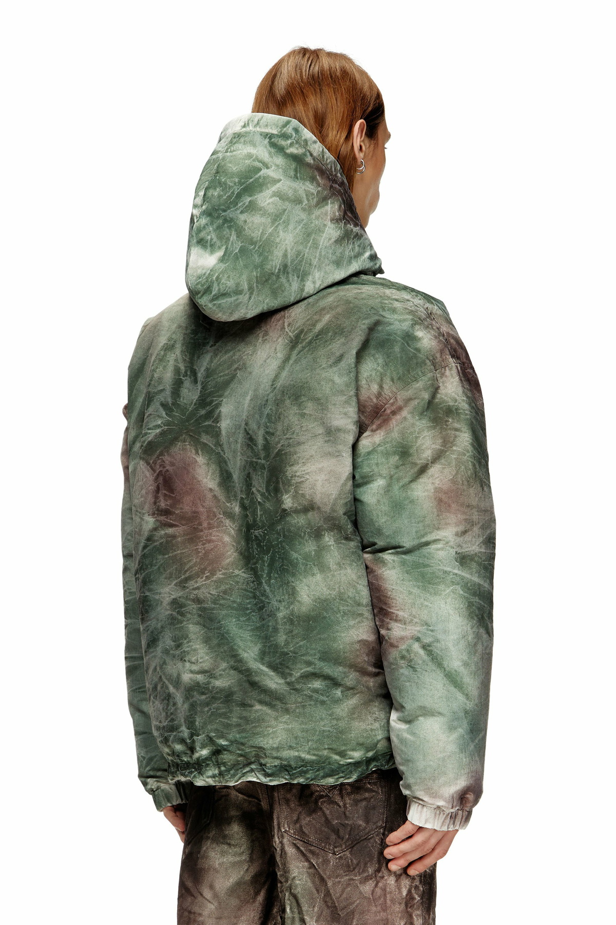 Diesel Puffy hooded jacket in camo nylon - Winter Jackets - Unisex - Multicolor