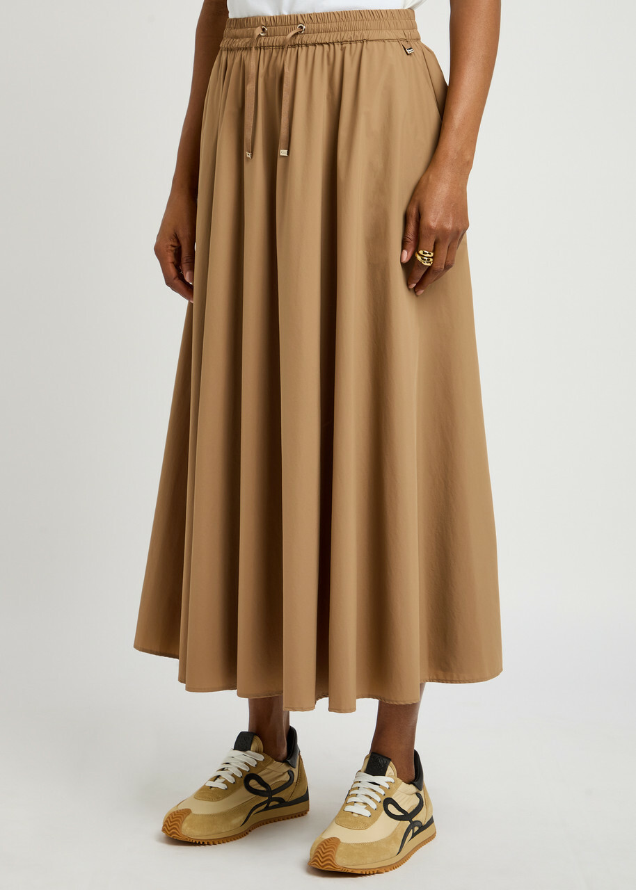 Herno Stretch-nylon Midi Skirt Camel Herno Herno Stretch-nylon Midi Skirt Camel Herno