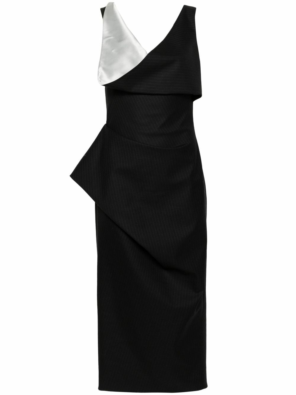 Alexander McQueen Pinstripe Asymmetric Pencil Dress