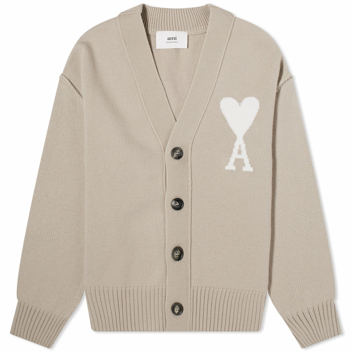 AMI Paris Women's Off White Big ADC Cardigan in Light Beige/Off