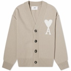 AMI Paris Women's Off White Big ADC Cardigan in Light Beige/Off White