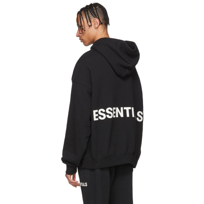 Essentials black reflective online hoodie