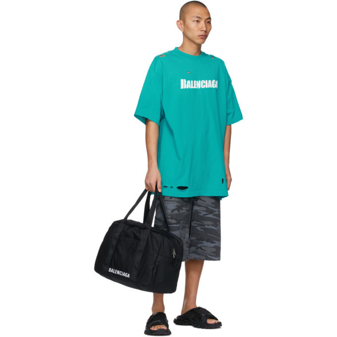 トップス balenciaga destroyed Flatground t-shirt Balenciaga Caps Destroyed Flatground T-shirt Black Men's