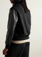 Golden Bear - The Albany Wool-Blend and Paint-Splattered Leather Bomber Jacket - Black