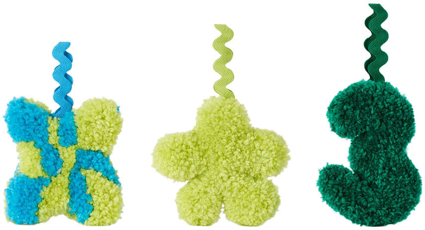 Rashelle SSENSE Exclusive Green & Blue Tufted Ornament Set
