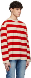 Uniform Bridge Red & Beige Striped Border T-Shirt
