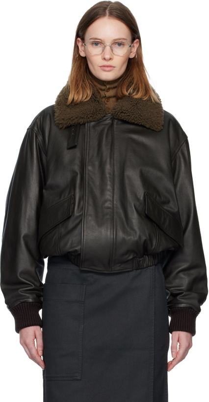 Photo: LEMAIRE Brown Shearling Collar Blouson Leather Jacket