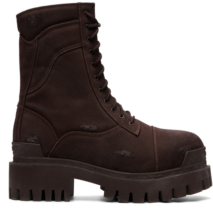 Photo: Balenciaga Brown Combat Strike Boots