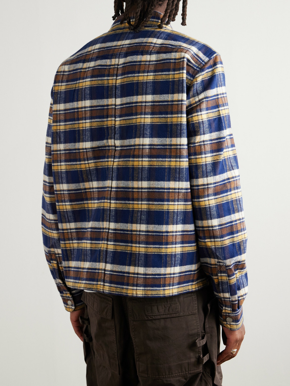 DRKSHDW by Rick Owens - Checked Cotton-Flannel Overshirt - Blue