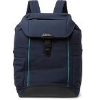 Paul Smith - Leather-Trimmed Canvas Backpack - Navy