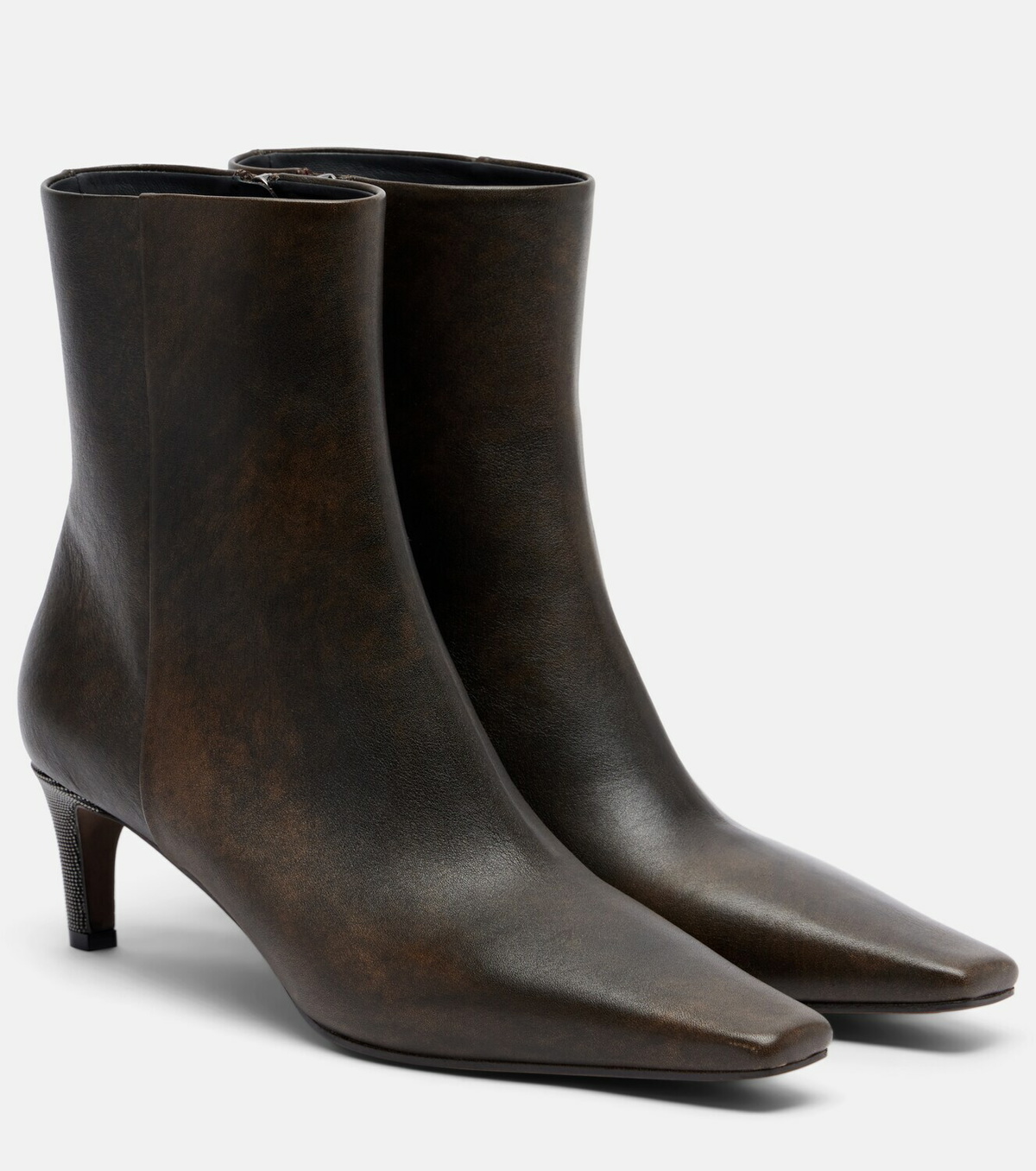 Brunello Cucinelli Monili leather ankle boots