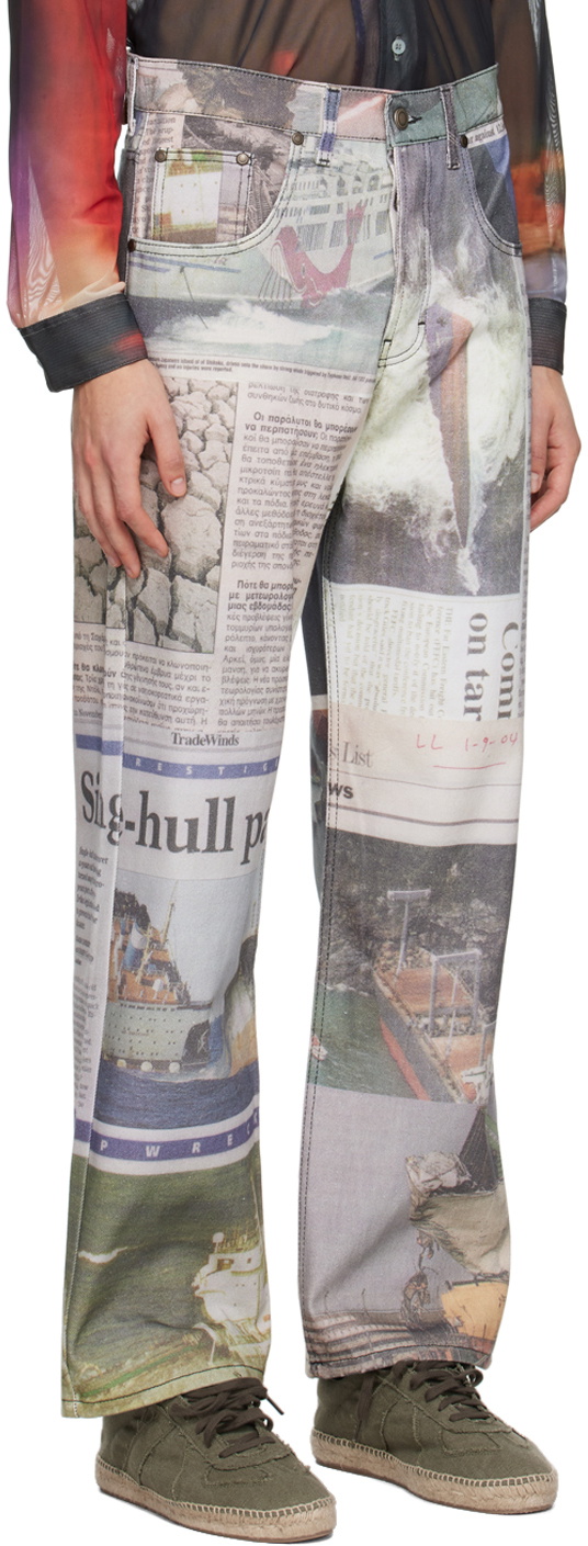 Serapis Multicolor Newspaper Cuts Jeans Serapis