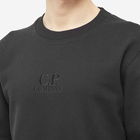 C.P. Company Men's Garment Dyed Centre Logo Crew Sweat in Black