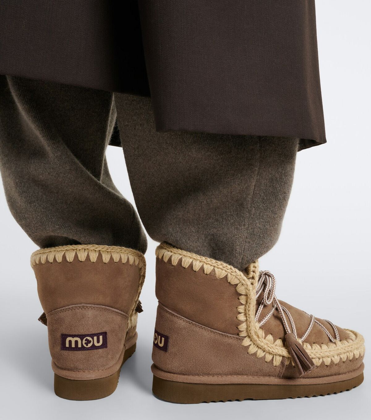 Mou 18 shearling-lined suede lace-up boots