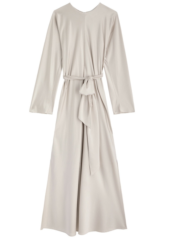 Photo: Forte_forte Belted Stretch-silk Satin Maxi Dress Pearl