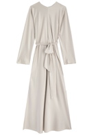 Forte_forte Belted Stretch-silk Satin Maxi Dress Pearl