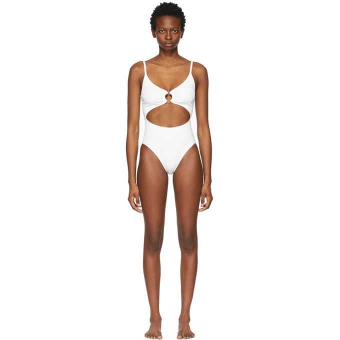 Photo: Solid and Striped White Zebra The Esme One-Piece Swimsuit