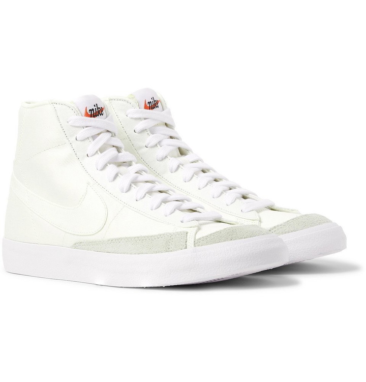 Photo: Nike - Blazer Mid '77 Suede-Trimmed Canvas Sneakers - Off-white