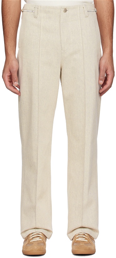 Photo: Solid Homme Off-White Zip Tab Trousers