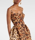 Oscar de la Renta Animal-print faille bustier dress