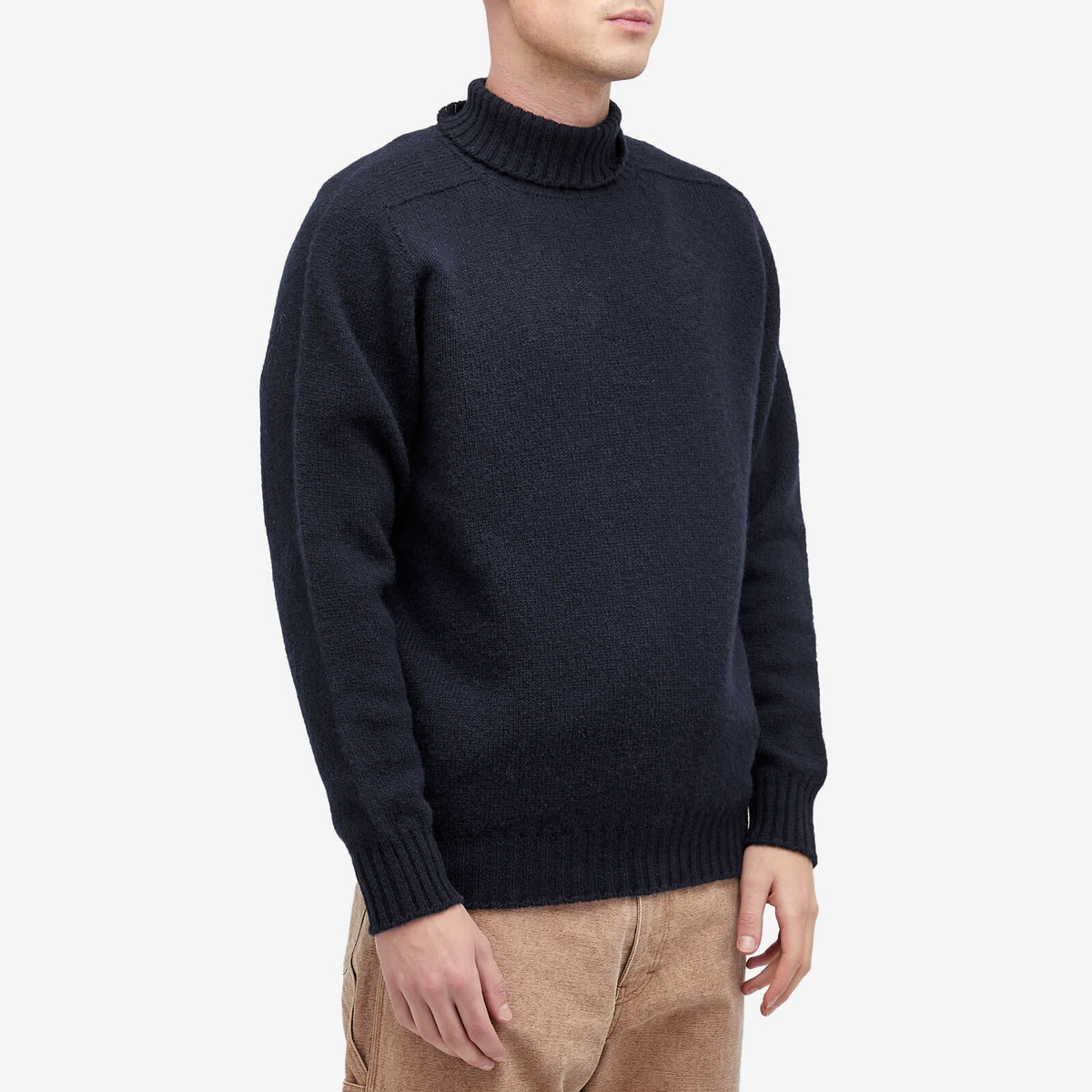 Jamieson's of Shetland Men's Roll Neck Knit in Dark Navy