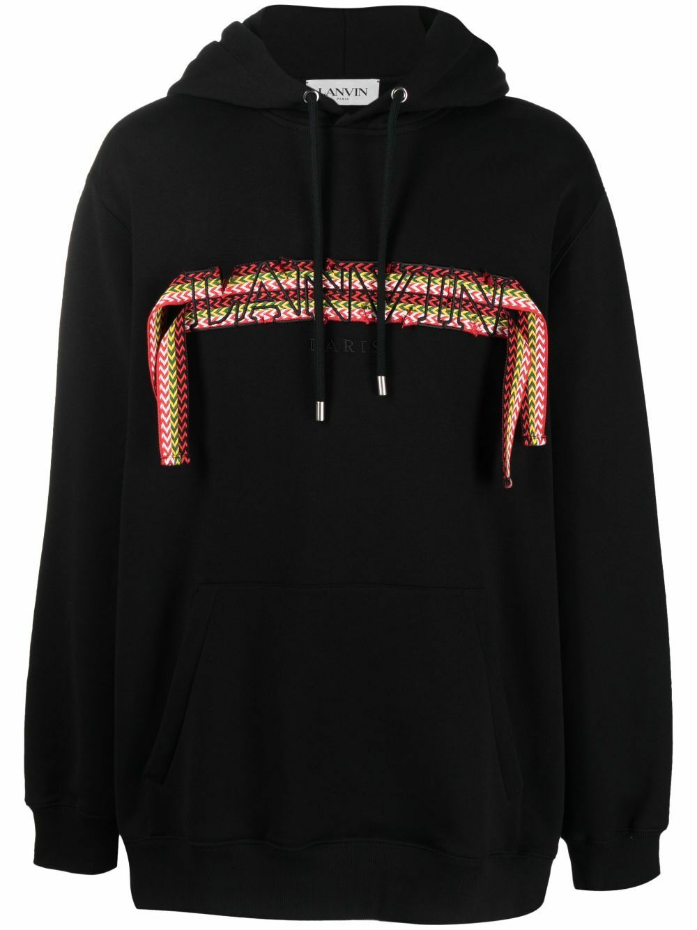 Lanvin Black Logo Appliqué Cotton Hoodie