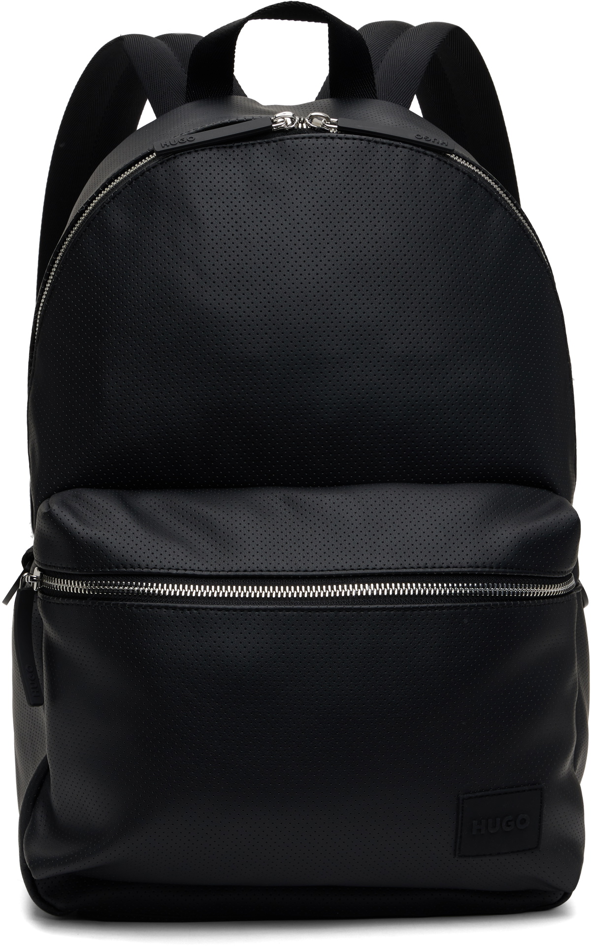 Hugo Black Perforated Faux Leather Backpack