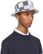 Thom Browne Grey & Blue Patchwork Bucket Hat