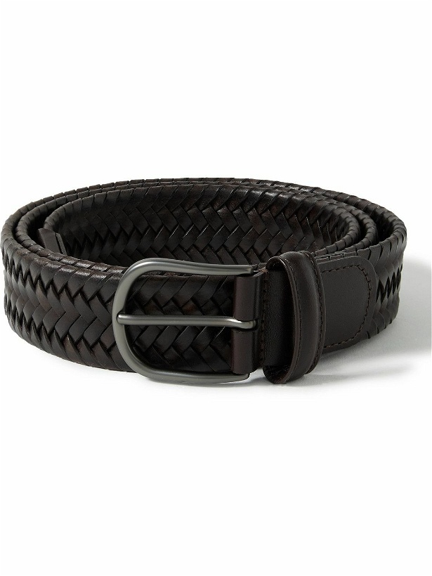 Photo: Anderson's - 3cm Woven Leather Belt - Brown