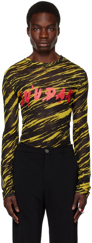 Photo: LU'U DAN Black & Yellow Psychedelic Tiger Long Sleeve T-Shirt