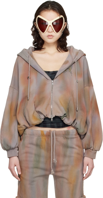 Photo: Collina Strada Gray Gathered Zip Up Hoodie