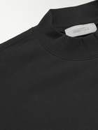 FEAR OF GOD ESSENTIALS - Oversized Logo-Flocked Cotton-Blend Jersey Sweatshirt - Black