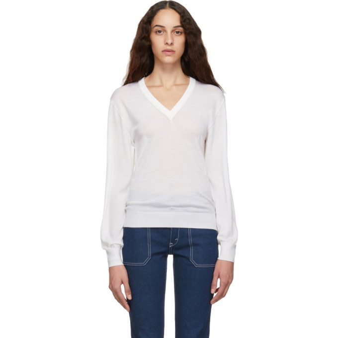 Photo: Chloe White Wool V-Neck Sweater