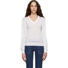 Chloe White Wool V-Neck Sweater