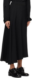 Y's Black Asymmetric Flare Maxi Skirt