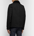 Freemans Sporting Club - Shearling-Trimmed Waxed-Cotton Jacket - Black