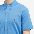 Polo Ralph Lauren Men's Short Sleeve Button Down Pique Shirt in New England Blue