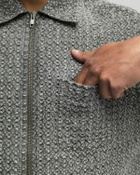 Thisisneverthat Damaged Denim Zip S/S Shirt Grey Mens Shortsleefe