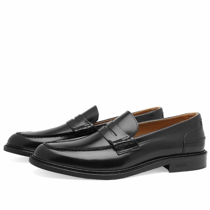 Photo: Vinnys Men's Townee Penny Loafer in Black Polido Leather