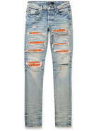 AMIRI - Thrasher Skinny-Fit Panelled Distressed Jeans - Blue