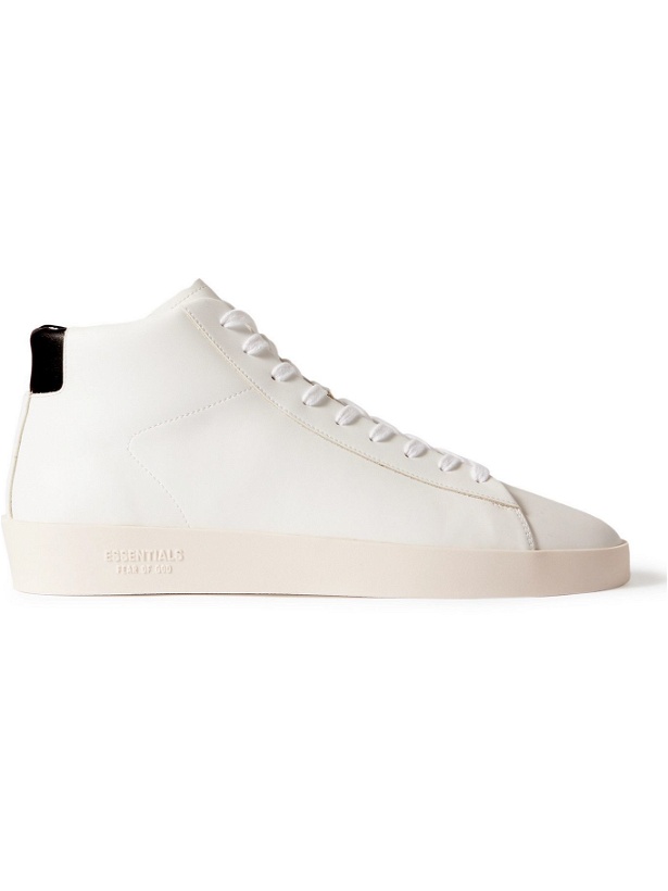 Photo: FEAR OF GOD ESSENTIALS - Tennis Mid Leather Sneakers - White