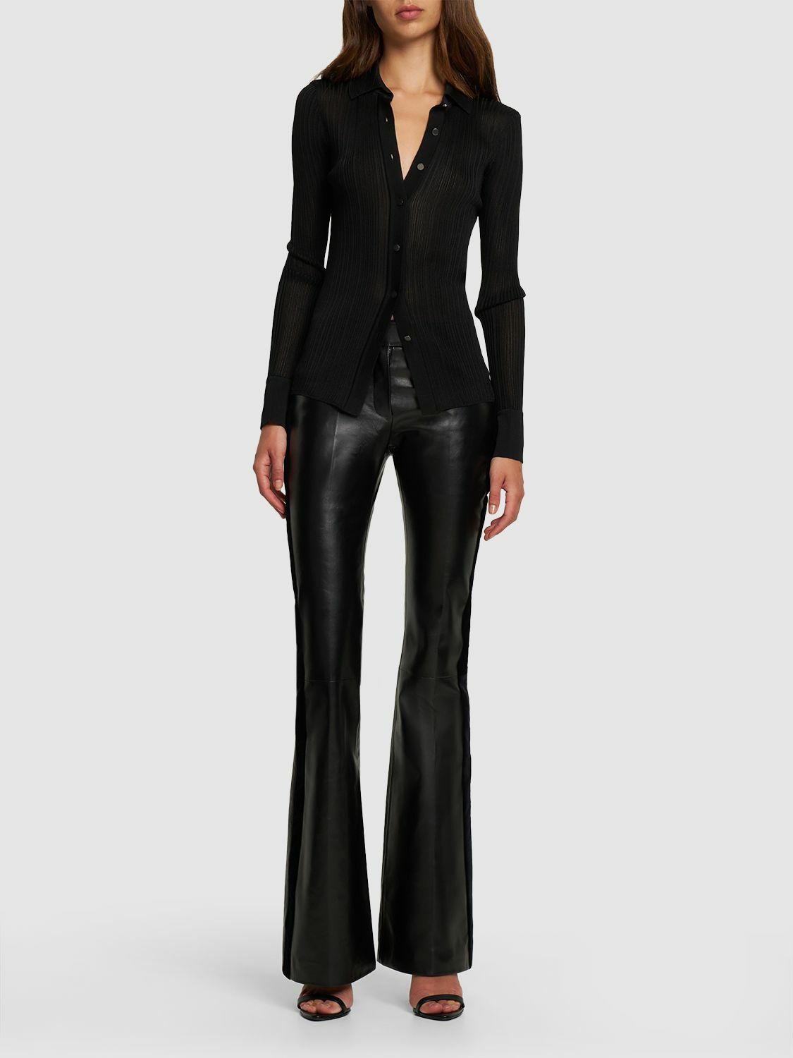 TOM FORD - Flared Low Rise Leather Pants TOM FORD