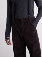 Moncler Grenoble - Straight-Leg Padded Webbing-Trimmed Stretch Cotton-Corduroy Ski Salopettes - Brown