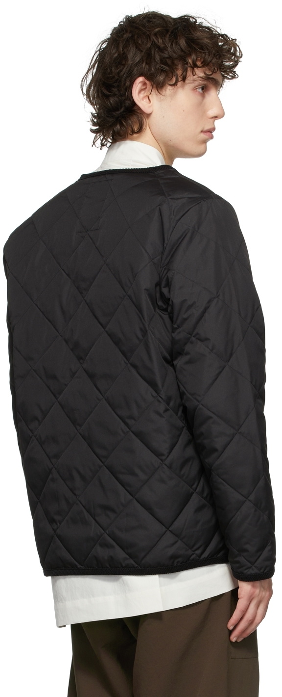 TAION Black Quilted Down Piping Cardigan Taion Extra