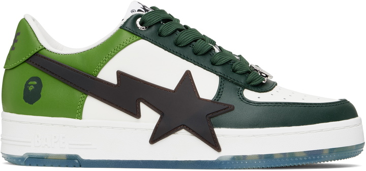 Photo: BAPE White & Green BAPE STA OS Sneakers