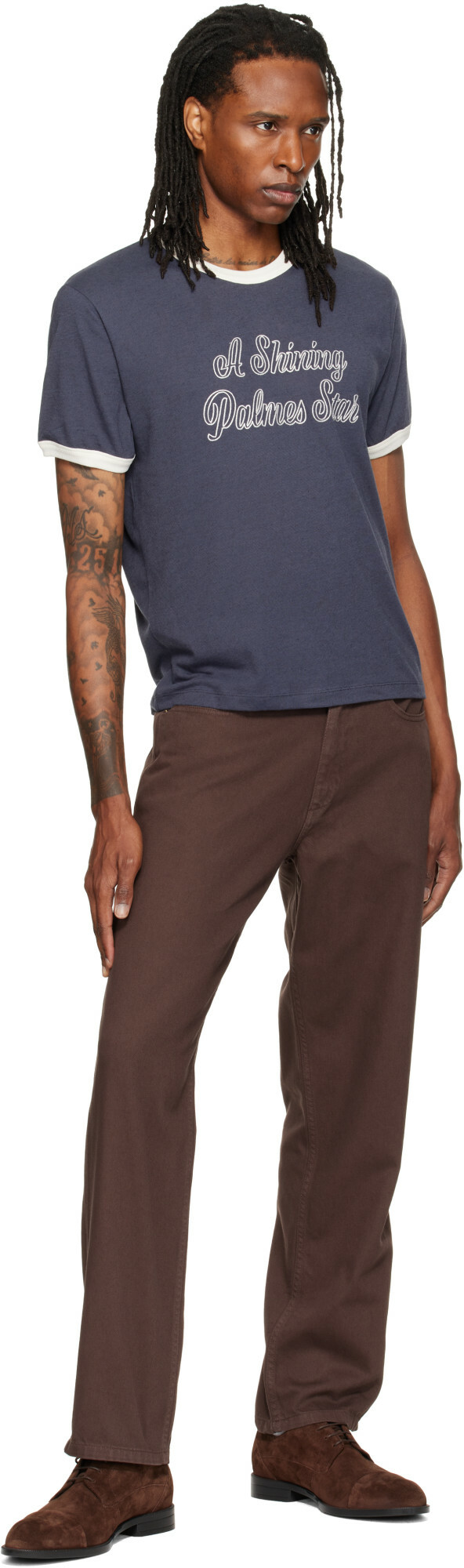 Palmes Navy Star Ringer T-shirt