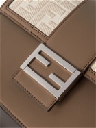 Fendi - Mini Logo-Embroidered Canvas-Trimmed Leather Messenger Bag