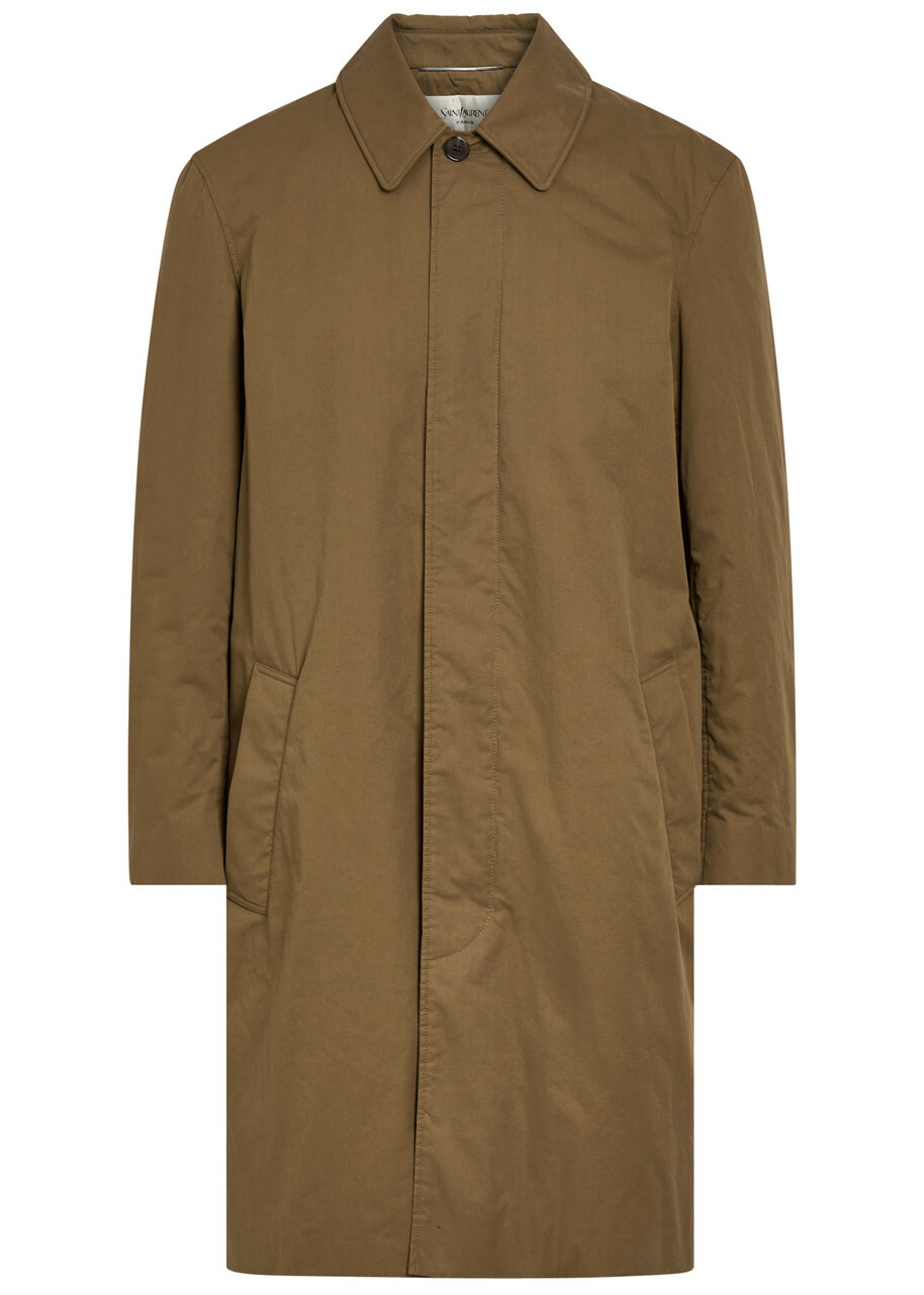 Saint Laurent Quilted Cotton Coat Taupe